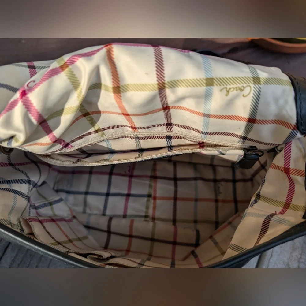 Vintage Coach Bleeker Large Flap Tattersall Satchel Bag Purse Bottle Green 11419 - Picture 11 of 16